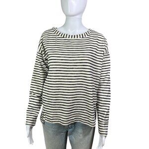 PRE- OWNED - Madewell Oversized Striped Bateau Neckline Long Sleeve Top Size XS
